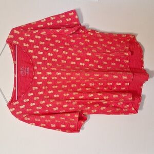 Chico's womens the ultimate tee red/orange gold pineapple cotton/modal size 2